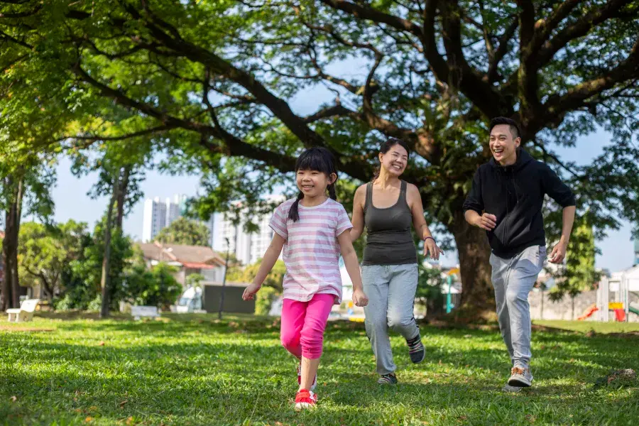 A family walking in the park together